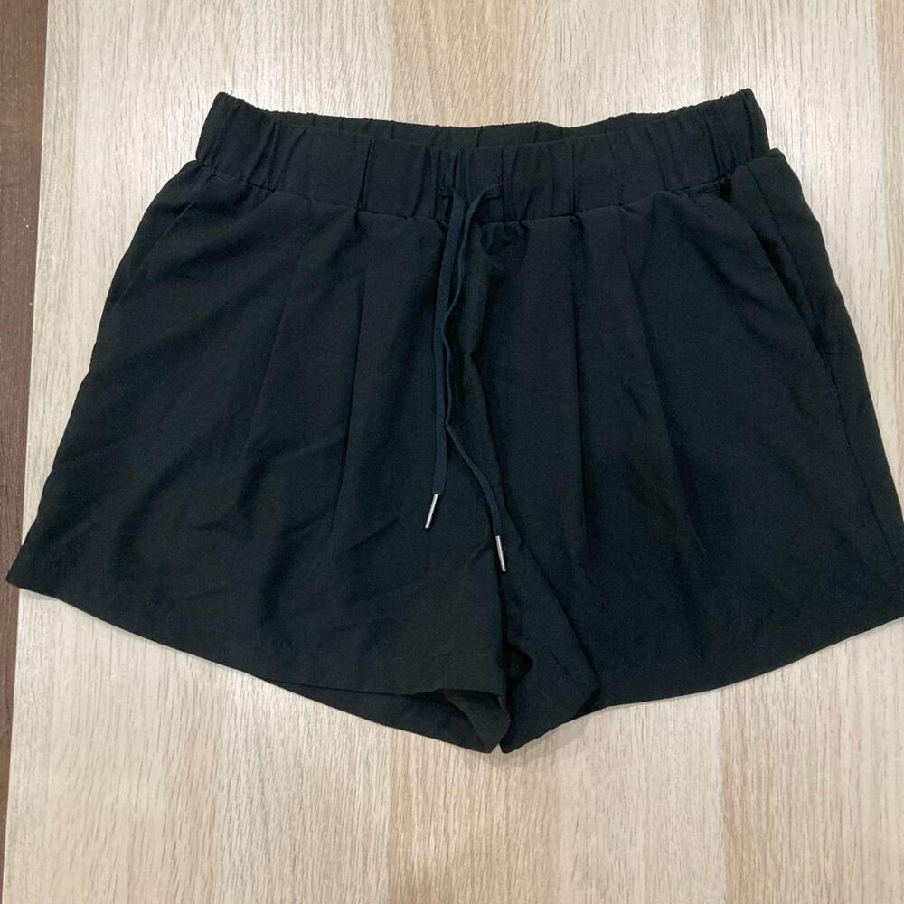 Women's Black Lightweight Athletic Workout Shorts with Drawstring US Size S